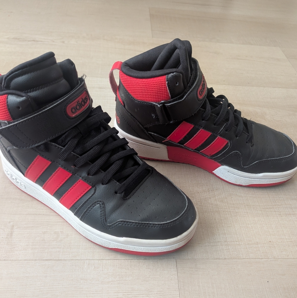 Adidas Black and Red High-Top Sneakers (Big Kids)